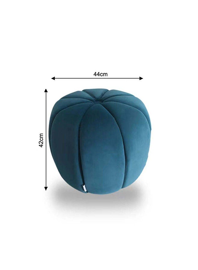 DANUBE HOME Phupa Velvet Pumpkin Pouf Multi Functional Ottoman Chair Soft Upholstered Footrest Modern Furniture For Living Room 44X44X42 cm Royal Blue  - Image 5