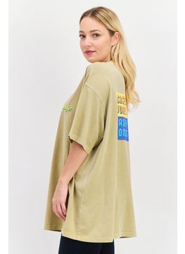 Wrangler Women Crew Neck Short Sleeves Brand Logo T-Shirt, Tan  - Image 2