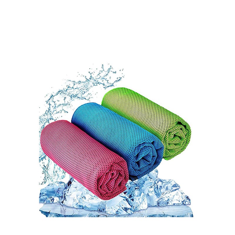SOLARAE 3 Pcs Cooling Towel (120 x 30 cm) Cool Cold Towel for Neck, Microfibre Ice Towel, Soft Breathable Chilly Towel for Yoga, Golf, Gym, Camping, Running, Workout & More Activities - Image 1