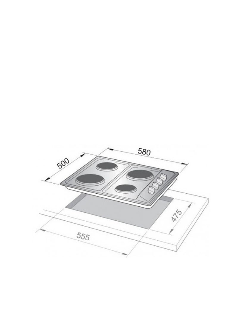 ALGOR Algor Built-in Electric Hob, Electronic touch, 9 Power levels, 60 ,Cm, 4 Burners,  Safety, Black - AL-H64EX  - Image 5