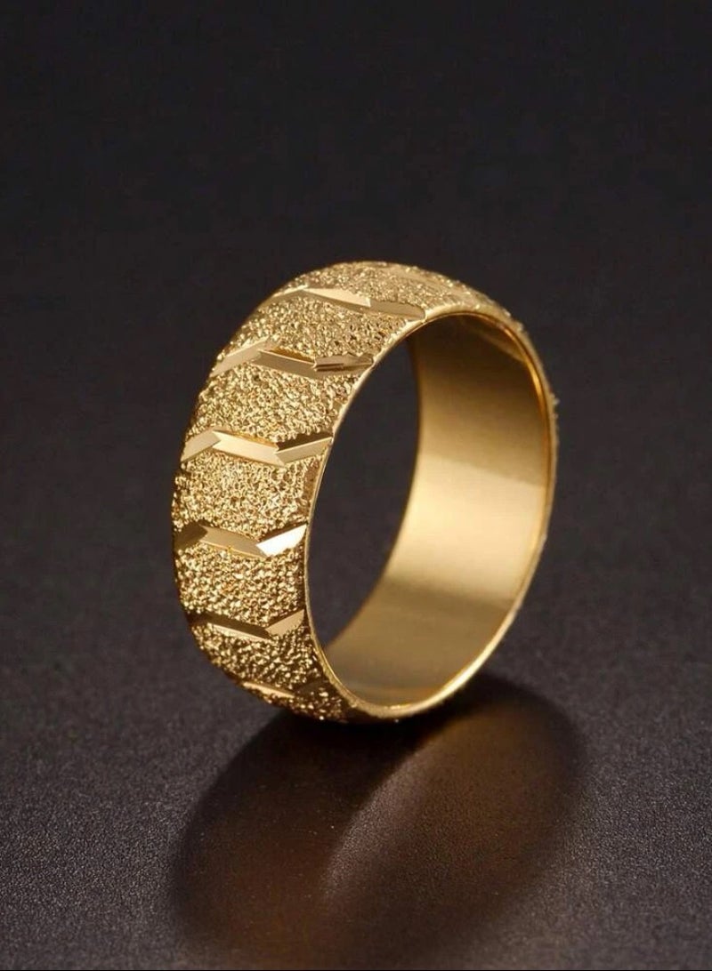 إيكوال خاتم نسائي من الاستانلس ستيل مطلي باللون الذهبي عيار 18 مقاس 7 - Image 2