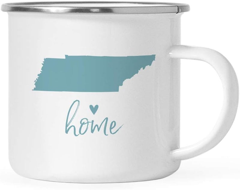 Andaz Press 11oz US State Stainless Steel Campfire Coffee Mug Gift Aqua Home Heart Tennessee 1Pack Metal Camping Camp Cup Long Distance Moving Away Hostess Graduation Gift - Image 1