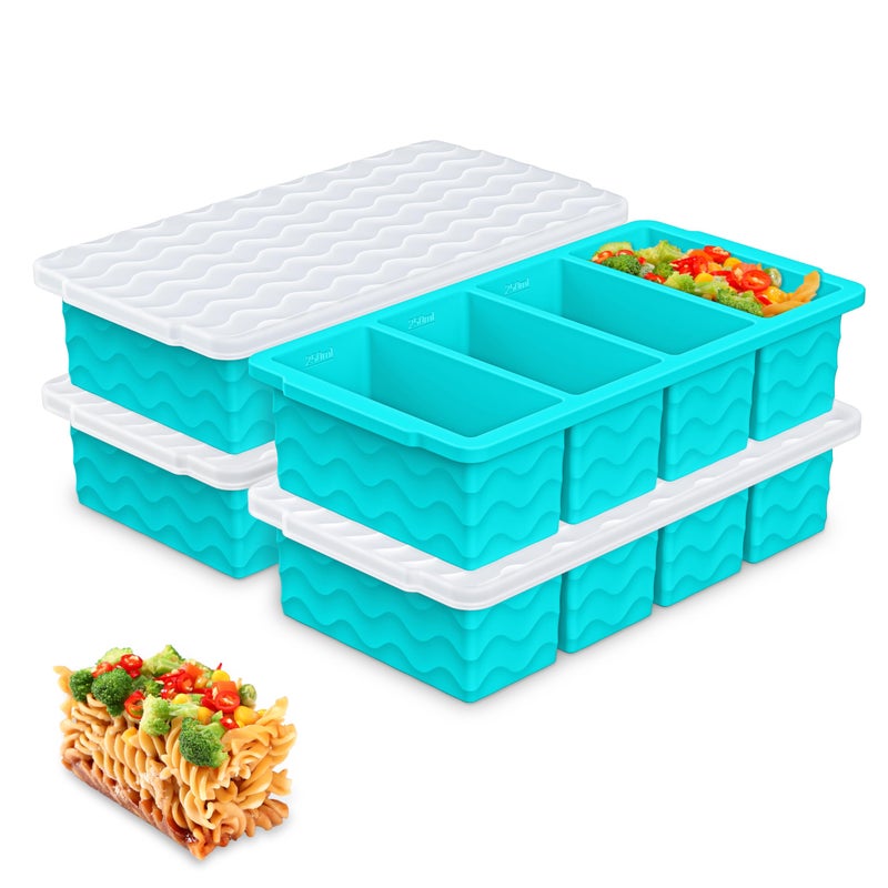 Doasuwish Silicone Freezer Molds for Soup with Lid - 1-Cup Soup Container Style Ice Cube Trays for Freezer, Meal Prep & Food Storage, Freeze 250mL/125mL Portions - 4 Pack - Image 1