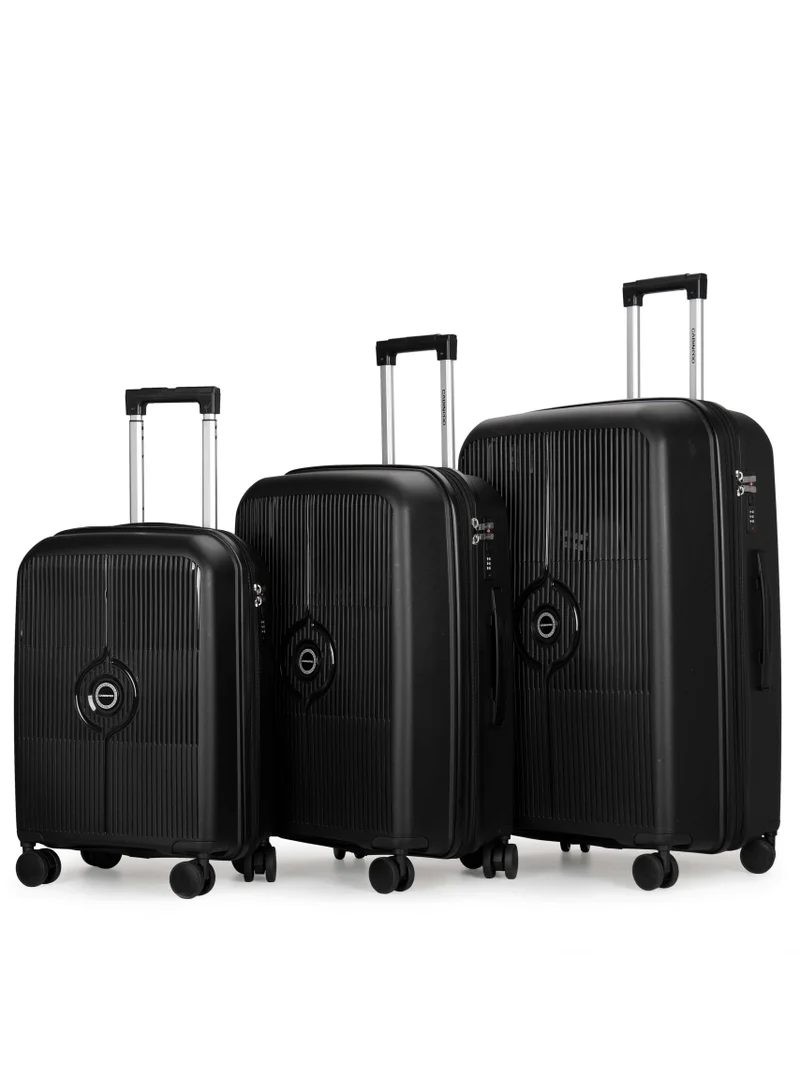 كابينبرو Unisex Expandable PP Fashion Trolley Luggage Set Lightweight Hard Shell Spinner luggage with 360° Degree 4 Twin Wheel and Double Zippers CP003