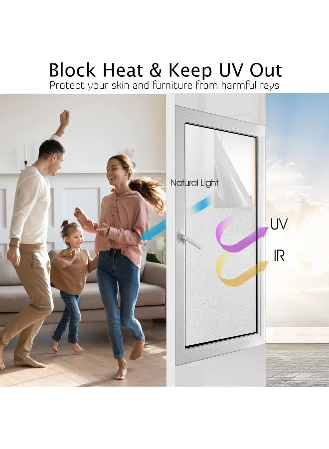 HIDBEA Frosted Window Privacy Film Heat Control UV Blocking, Static Cling Non-Adhesive Reusable Door coverings for Bathroom Home Office - Image 2