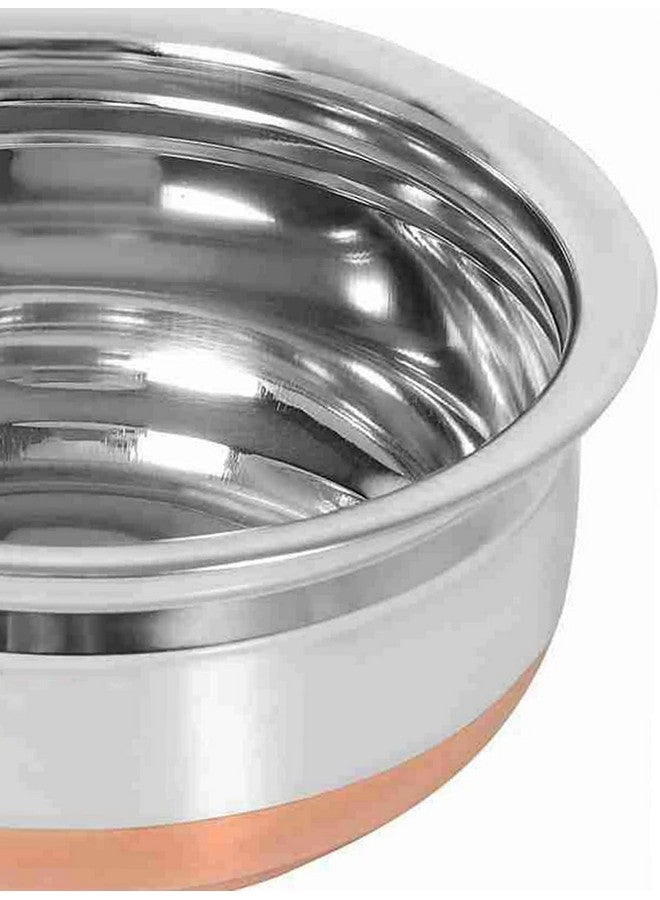 Nirvika Stainless Steel Handi Set Copper Bottom Handi with Lid Kitchen Serving,Cooking Bowl cookware Set Handi Set 5-Pieces (Without lid) Size:- 500ml, 800ml, 1000ml, 1200 ml, 1500 ml - Image 3