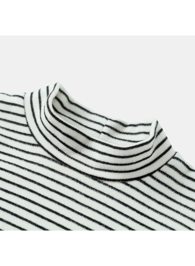 Baby Base Layer Shirt Boys Half-turtle Neck T-shirt Striped Warm Top Children's Inner Wear Winter Girls - Image 4