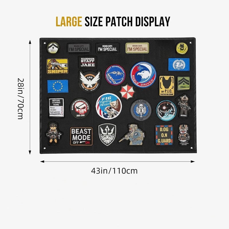 Tactical Patch Display, 43"x28" Funny Foldable Patches Panel Holder Board for Military Army Combat Morale Uniform, Hook Loop Emblems -Black - Image 2