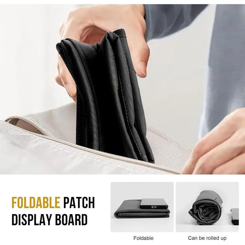 Tactical Patch Display, 43"x28" Funny Foldable Patches Panel Holder Board for Military Army Combat Morale Uniform, Hook Loop Emblems -Black - Image 4