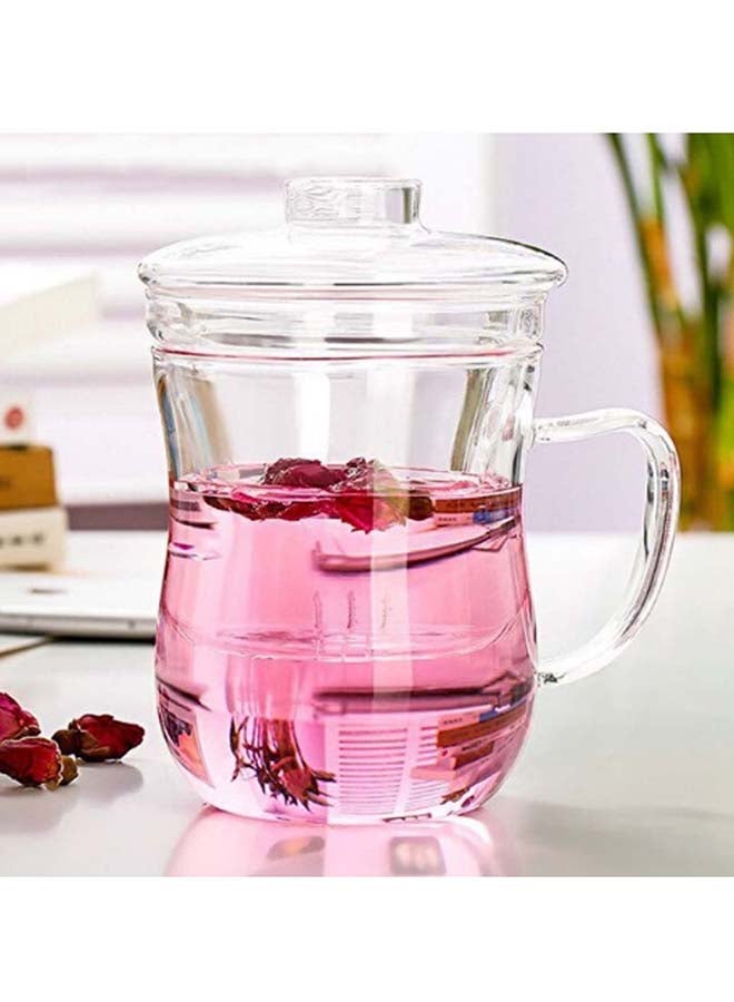 Set Of Mug And Strainer With Lid Glass 9X12.5X13centimeter Clear 9X12.5X13cm  - Image 3