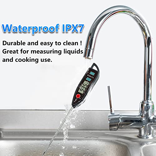BOMATA 2 Pack Waterproof IPX7 Meat Thermometer Instant Read Food Thermometer with Long Probe for Water, Liquid, Kitchen Cooking, Grill,BBQ ! T101 X 2 Pcs (Black & Red)… - Image 2