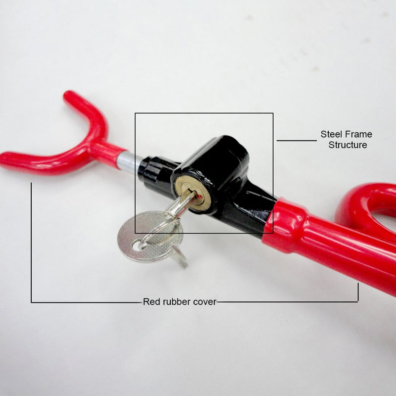 Car Steering Wheel Lock Anti-Theft Device Heavy Duty Premium Steel Car Lock with Adjustable Length Fit Anti-sawing Anti-shearing with 2 Keys for Car Truck Van and SUV - Image 3