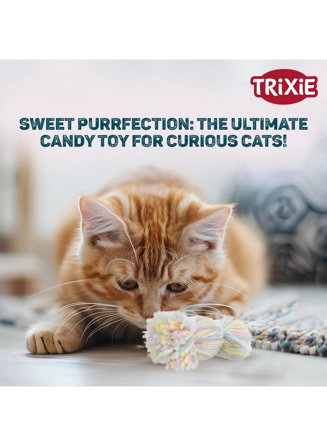 تريكسي لعبة قطط ناعمة من القطيفة مع جرس - لعبة تفاعلية، غنية بالنعناع البري، مصنوعة من البلاستيك/البوليستر الآمن، تعزز النشاط والصحة، مثالية للتدريب - Image 2