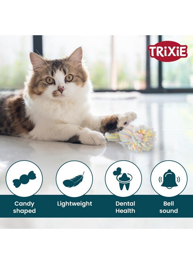 تريكسي لعبة قطط ناعمة من القطيفة مع جرس - لعبة تفاعلية، غنية بالنعناع البري، مصنوعة من البلاستيك/البوليستر الآمن، تعزز النشاط والصحة، مثالية للتدريب - Image 3