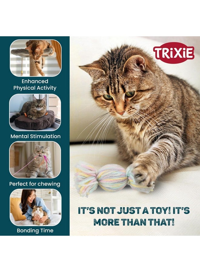 تريكسي لعبة قطط ناعمة من القطيفة مع جرس - لعبة تفاعلية، غنية بالنعناع البري، مصنوعة من البلاستيك/البوليستر الآمن، تعزز النشاط والصحة، مثالية للتدريب - Image 4