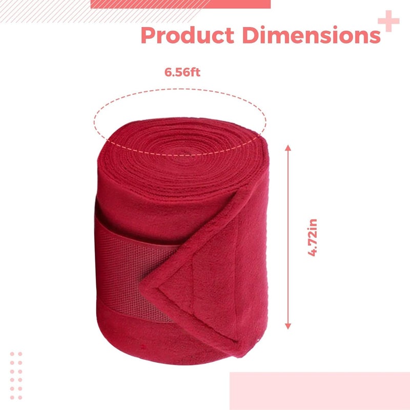 4 Pcs Horse Wraps Set, 78.7 in Fleece Wraps for Leg Protection, Breathable Equestrian Leg Bandage Wrap, Machine Washable, Secure Fit, Red - Image 5