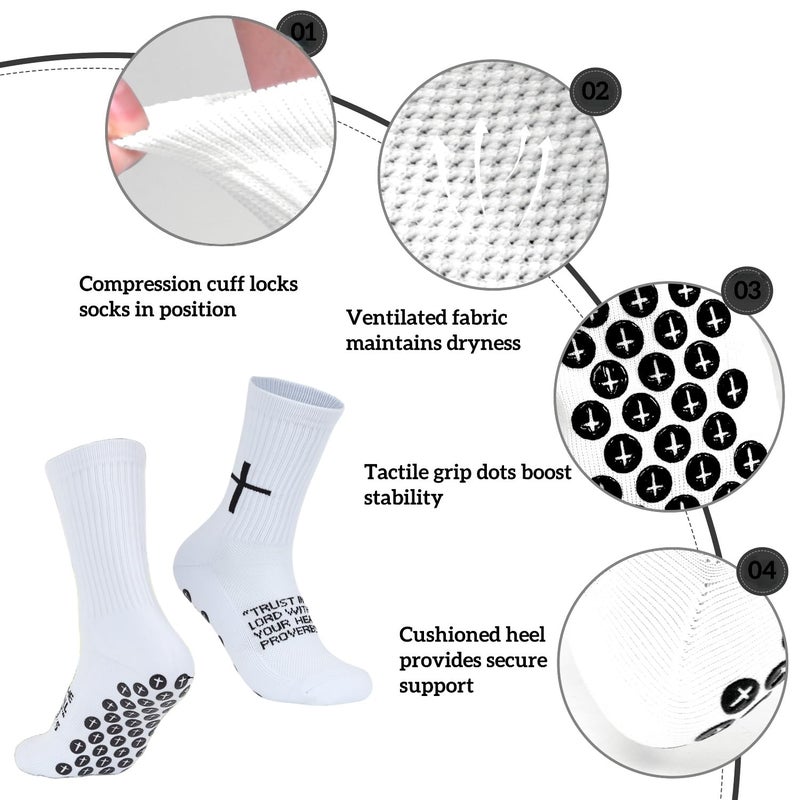 Meudid Cross Grip Soccer Socks - Anti-Slip Grips Sports Sock with Breathable Thickened Sole for Football Basketball Volleyball and Bodybuilding Available for US 6-13 - Image 5