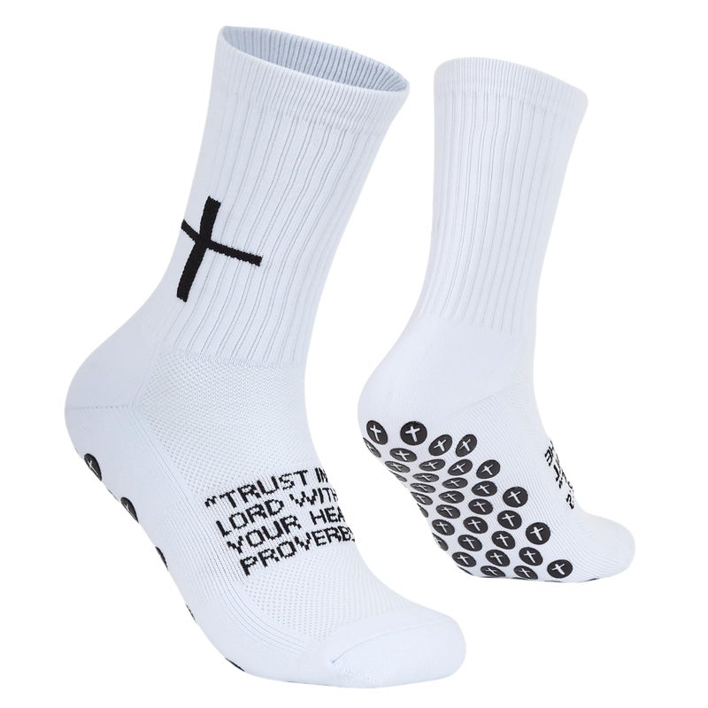 Meudid Cross Grip Soccer Socks - Anti-Slip Grips Sports Sock with Breathable Thickened Sole for Football Basketball Volleyball and Bodybuilding Available for US 6-13 - Image 1
