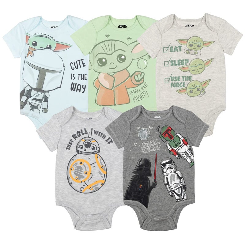 STAR WARS The Child Darth Vader Stormtrooper BB-8 Newborn Baby Boys 5 Pack Bodysuits Multicolor 3-6 Months - Image 1