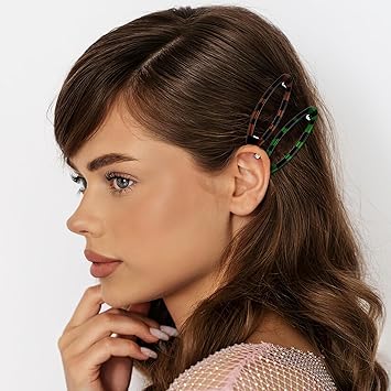 Bremorou 4 Pcs Barrettes For Fine Hair Snap Hair Clips For Women Large Snap Hair Clips Metal Snap Hair Clips Mini Snap Hair Clips Tortoiseshell Style Oval Snap Hair Barrettes French Hair Accessories - Image 5