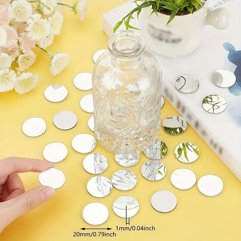0.79 Inch Round Acrylic Mirror Stickers 100pcs Self Adhesive Mosaic Tiles for Wall Decor - Image 3