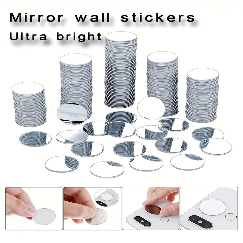 0.79 Inch Round Acrylic Mirror Stickers 100pcs Self Adhesive Mosaic Tiles for Wall Decor - Image 1