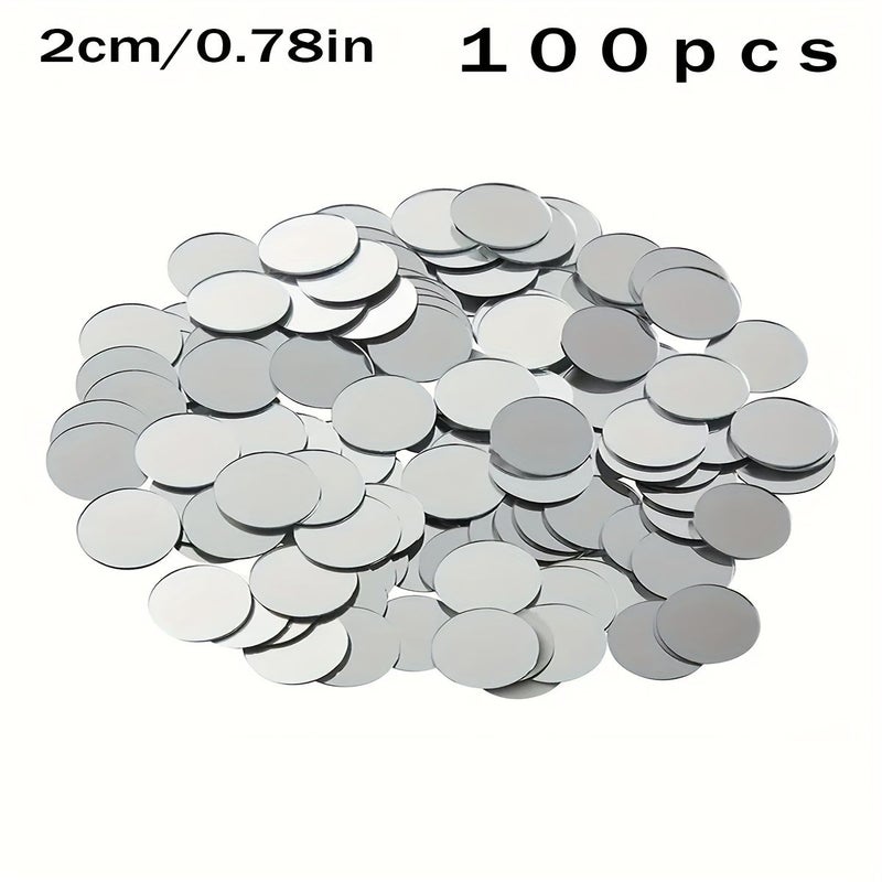 0.79 Inch Round Acrylic Mirror Stickers 100pcs Self Adhesive Mosaic Tiles for Wall Decor - Image 2