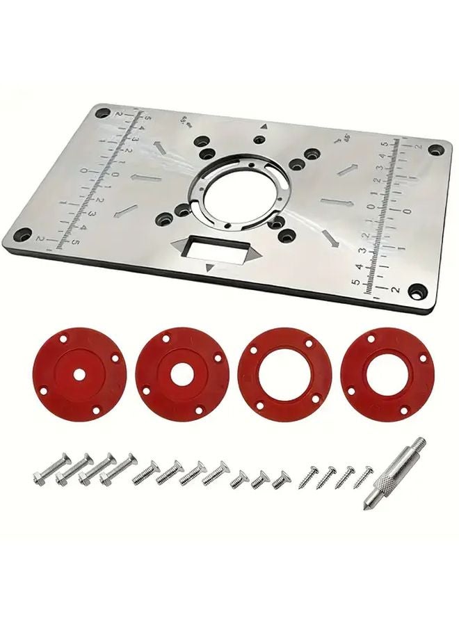1 Set Aluminum Router Table Insert Plate with 4 Rings for Woodworking Benches - Image 2