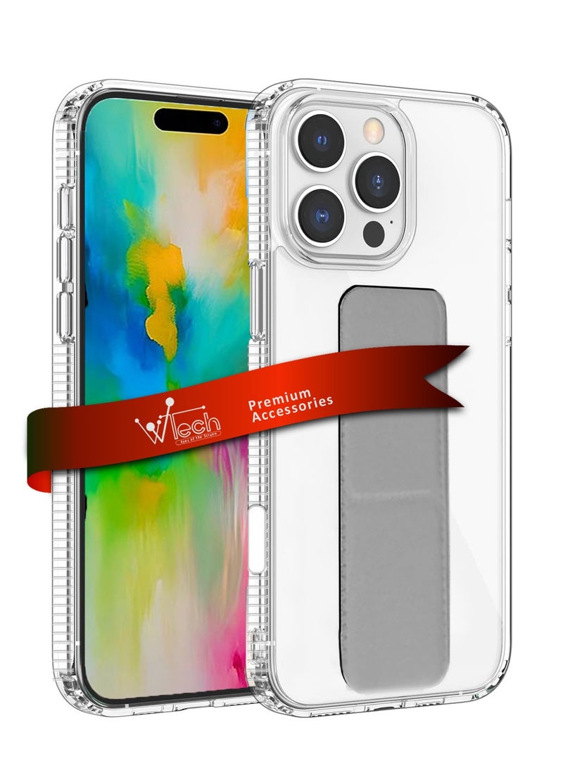 Wtech Apple iPhone 16 Pro Max 2024 TPU Hand Grip Air Pillow Case Cover - Clear/Grey - Image 1