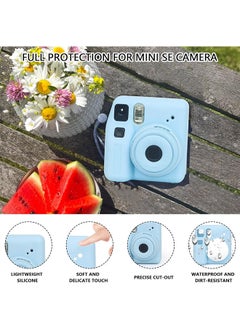 O Ozone Silicone Case for Fujifilm Instax Mini SE Instant Camera Case |Soft Protective Camera Cover with Adjustable Shoulder Strap - Blue  - Image 3