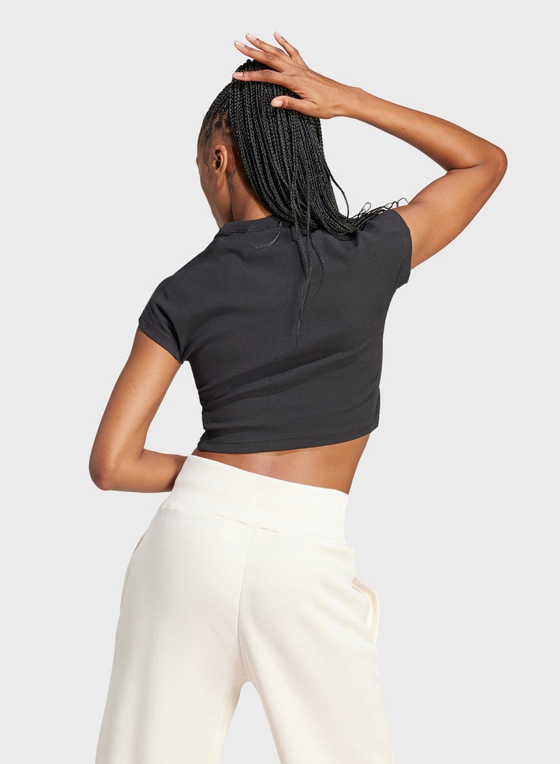 Adidas Lounge Ribbed Cropped T-Shirt  - Image 2