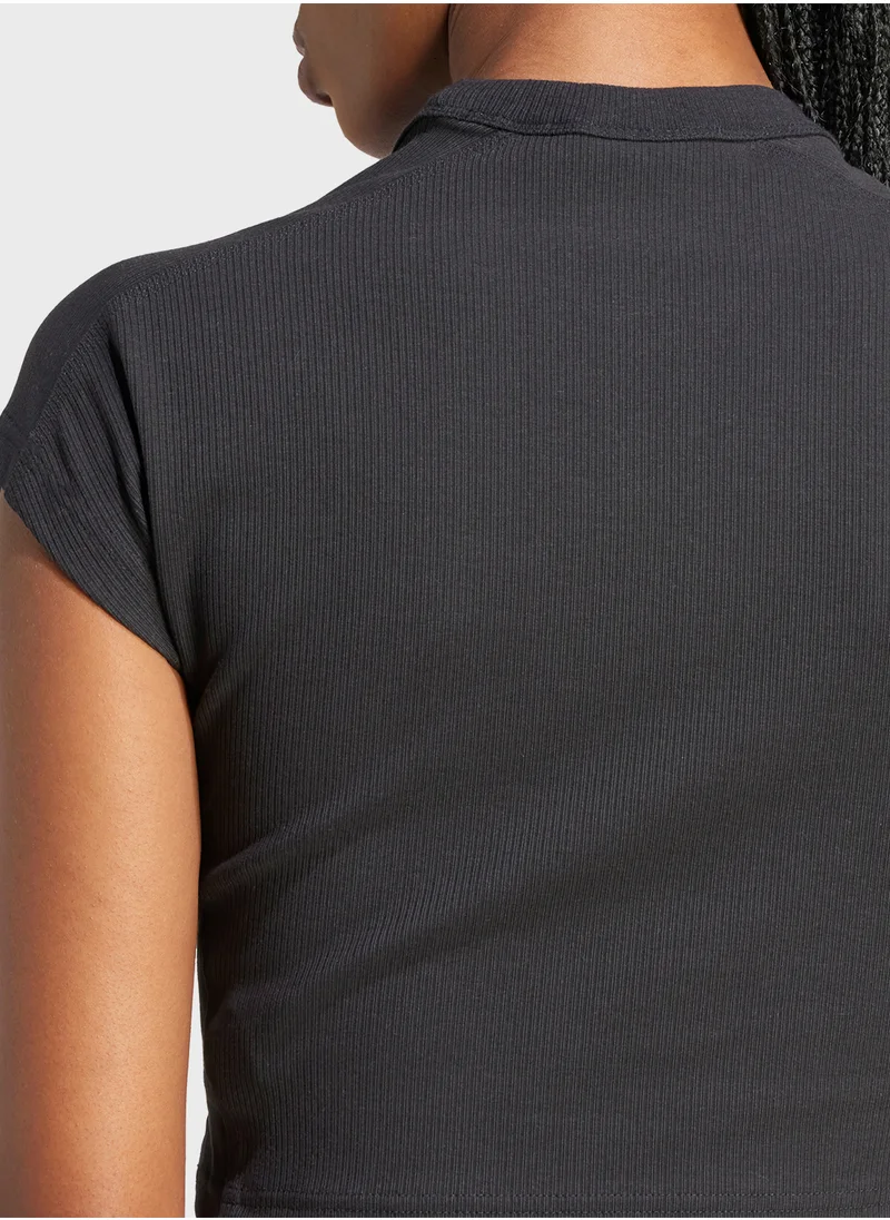 اديداس Lounge Ribbed Cropped T-Shirt