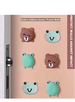 NIBEMINENT Door Stopper Wall Protector, Cartoon Self Adhesive Sticker Silicone Handle Bumper, Cute Animals Rubber Protector for Wall, Quiet Knob Protect Surfaces 12PCS  - Image 3