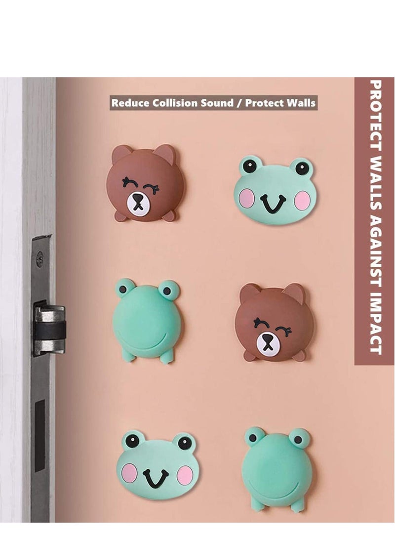 نيبمينينت Door Stopper Wall Protector, Cartoon Self Adhesive Sticker Silicone Handle Bumper, Cute Animals Rubber Protector for Wall, Quiet Knob Protect Surfaces 12PCS  - Image 3
