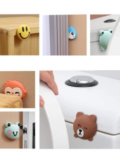 NIBEMINENT Door Stopper Wall Protector, Cartoon Self Adhesive Sticker Silicone Handle Bumper, Cute Animals Rubber Protector for Wall, Quiet Knob Protect Surfaces 12PCS  - Image 2