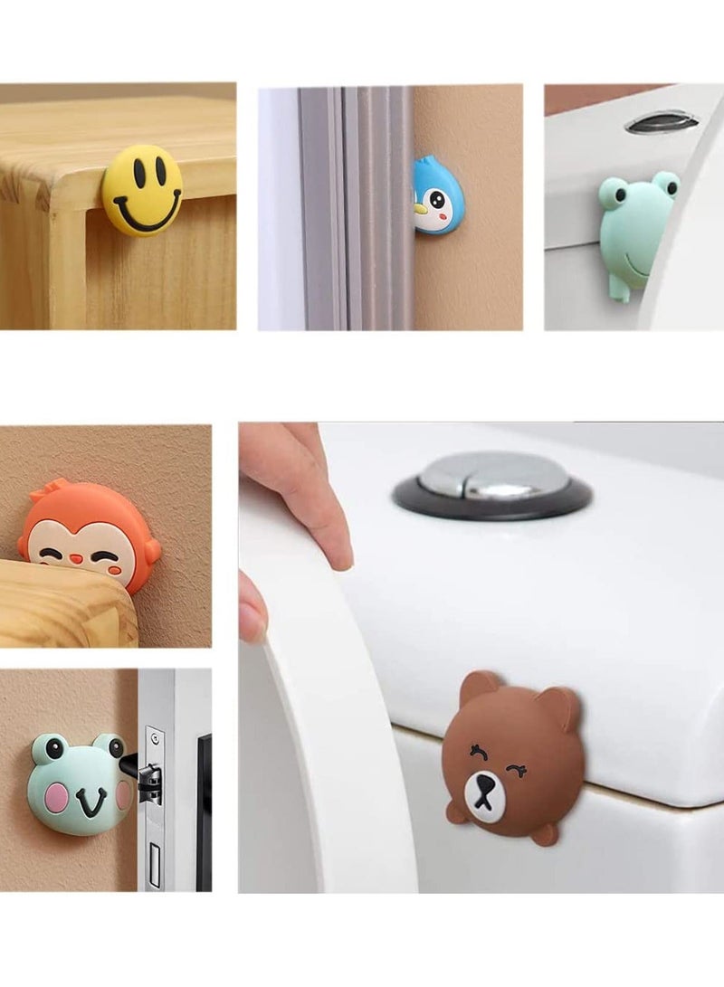 نيبمينينت Door Stopper Wall Protector, Cartoon Self Adhesive Sticker Silicone Handle Bumper, Cute Animals Rubber Protector for Wall, Quiet Knob Protect Surfaces 12PCS  - Image 2