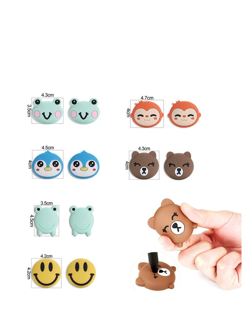 نيبمينينت Door Stopper Wall Protector, Cartoon Self Adhesive Sticker Silicone Handle Bumper, Cute Animals Rubber Protector for Wall, Quiet Knob Protect Surfaces 12PCS  - Image 5