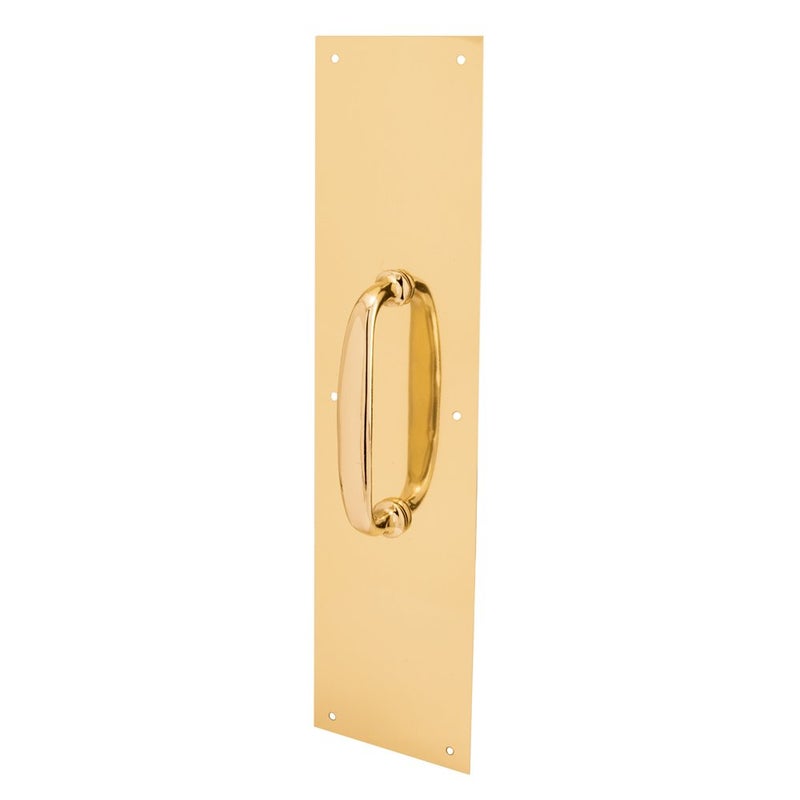 PrimeLine J 4578 Door Pull Plate with Handle Polished Brass 4 In x 16 In Single Pack