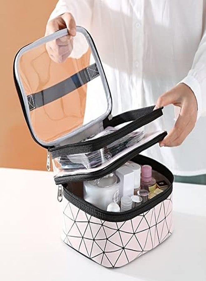 FALONG Multipurpose Double Layer Cosmetic Vanity Storage Bag Large Toiletries Makeup Organizer Kit Pouch Travel Makeup Bag with Zipper for Girls and Women (Green) - Image 5