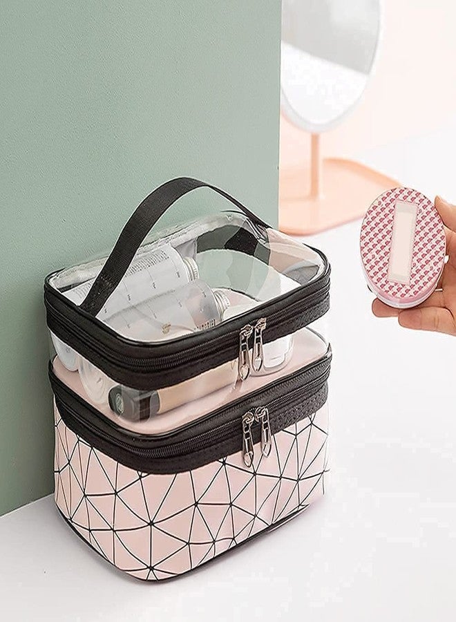 FALONG Multipurpose Double Layer Cosmetic Vanity Storage Bag Large Toiletries Makeup Organizer Kit Pouch Travel Makeup Bag with Zipper for Girls and Women (Green) - Image 3