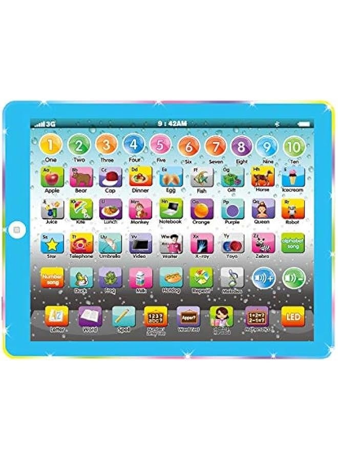 تابلت تعليم للأطفال مع موسيقى أغاني الحروف والأرقام، لعبة إلكترونية تفاعلية للأطفال في مرحلة ما قبل المدرسة، مناسبة للفتيان والفتيات من عمر 3 إلى 5 سنوات. - Image 1
