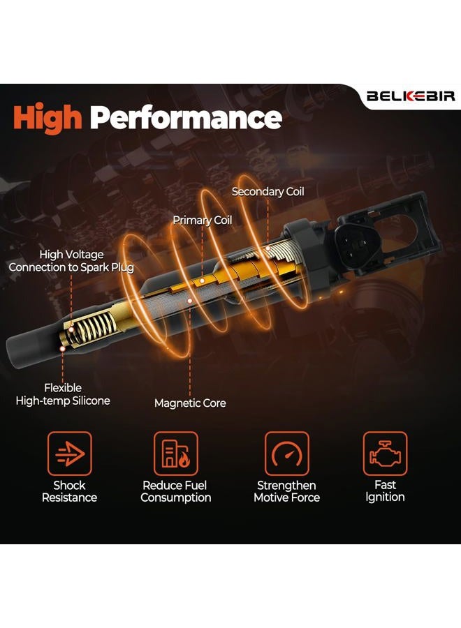 BELKEBIR Set of 6 Ignition Coil Packs & Iridium Platinum Spark Plugs Compatible with 3.0L 2006-2013 BMW 128i 325xi 328i 330i 525xi 528i 530i X3 X5 Z4 Replace UF592, C1638, 0221504470, 12137594937, 12137562744 - Image 4