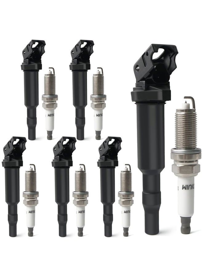 BELKEBIR Set of 6 Ignition Coil Packs & Iridium Platinum Spark Plugs Compatible with 3.0L 2006-2013 BMW 128i 325xi 328i 330i 525xi 528i 530i X3 X5 Z4 Replace UF592, C1638, 0221504470, 12137594937, 12137562744 - Image 1