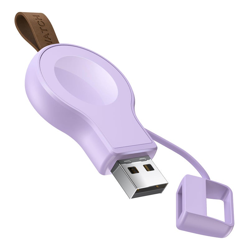 NEWDERY Portable iWatch USB Wireless Charger for Apple Watch, Travel Cordless With Magnetic Quick Charge for Ultra2/1 Series 10 9 8 7 6 5 4 3 2 1 SE, Purple - Image 1