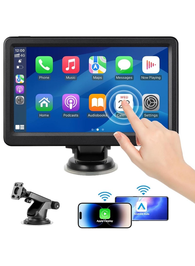 Ainawo Wireless Carplay Screen for Car, 7" HD Touch Screen Portable Car Stereo for Carplay & Android Auto, Pantalla para Carros with Bluetooth, AUX, FM Transmitter, Voice Control - Image 1