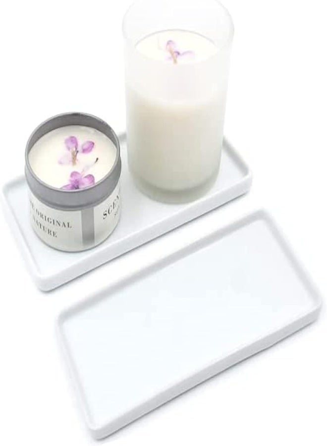 AKDC Floatant Ceramic Vanity Tray, Rectangle Bathroom White Tray(Small) (2 Pack) - Image 4
