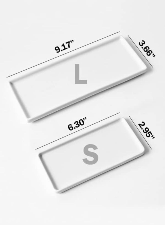 AKDC Floatant Ceramic Vanity Tray, Rectangle Bathroom White Tray(Small) (2 Pack) - Image 2