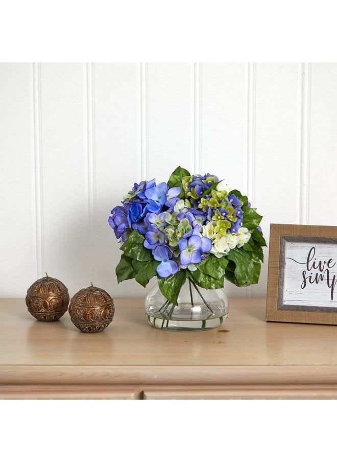 Nearly Natural - 1364Bp Mixed Hydrangea With Vase Blue Purple - Image 1