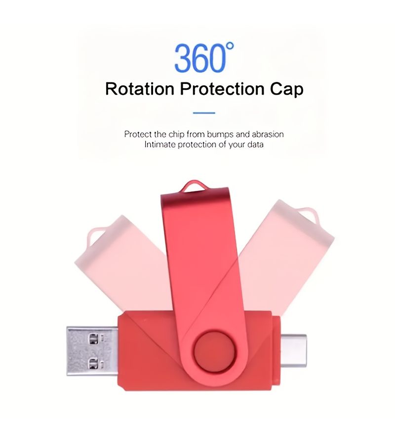 ذاكرة USB عالية السرعة 2.0 OTG سعة 128GB و100GB و16GB و512MB مع اتصال مزدوج من نوع C لنقل البيانات السريع وشحن الأجهزة، عصا ذاكرة مدمجة ومحمولة باللون الأحمر. - Image 3