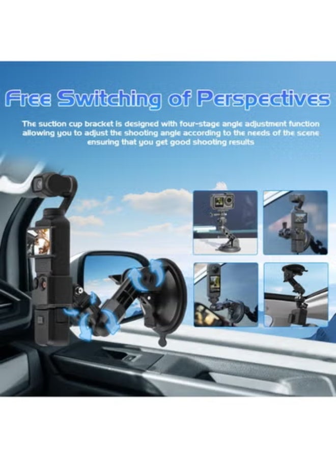 حامل كوب الشفط ل DJI Osmo Pocket 3، كاميرا الحركة للزجاج الأمامي للسيارة، حامل قوس الشفط ل Insta360 X4 X3 X2 ONE R RS GO 3 ول GoPro Hero 12 11 10 9 8 7. - Image 3